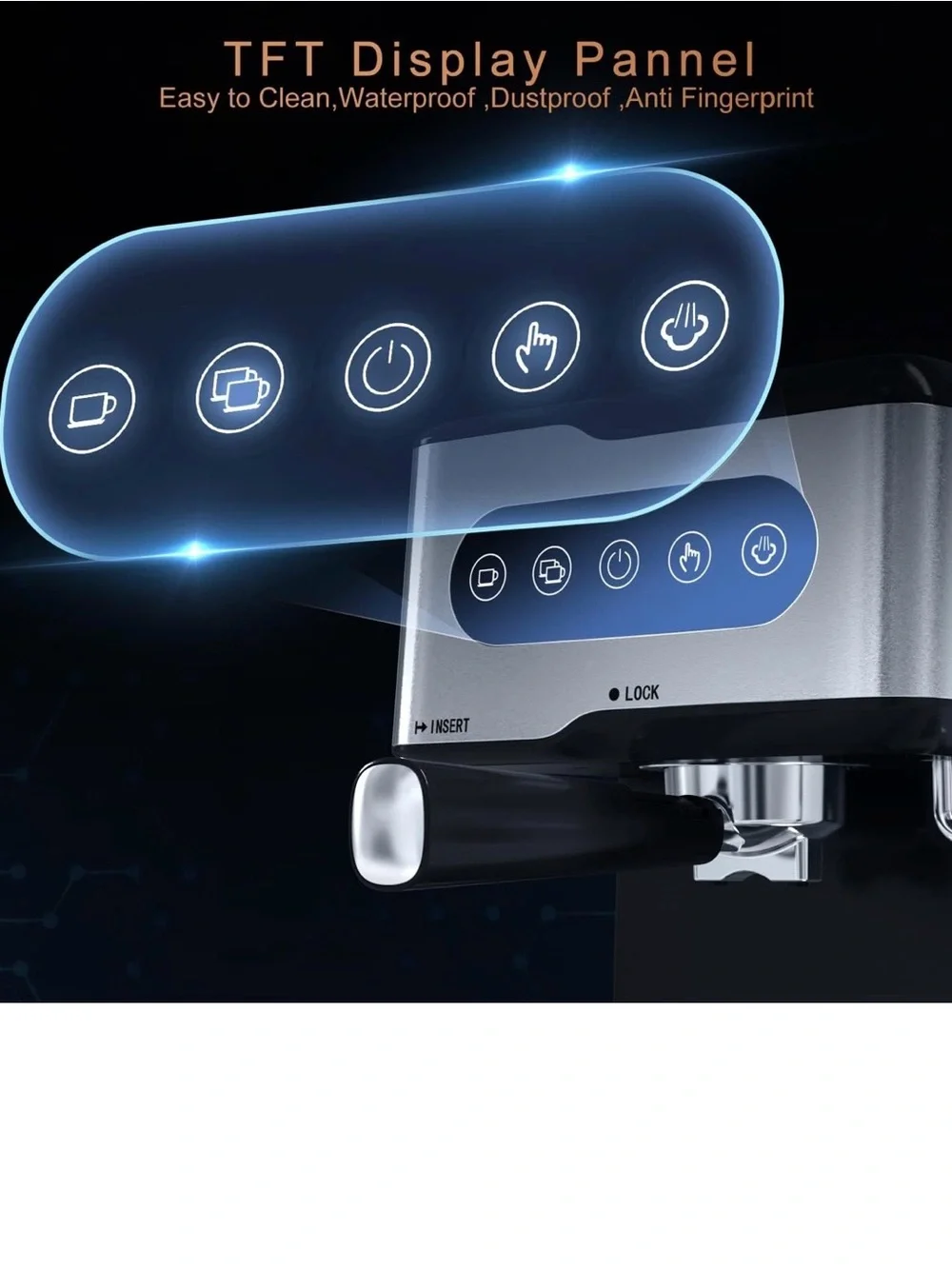 Kwister Stainless Steel Espresso Machine - Black and Silver